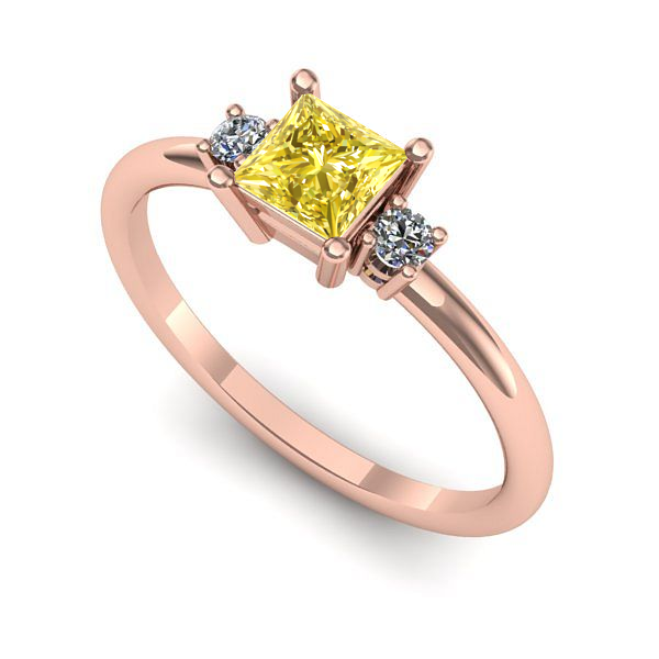 Inel de logodna din aur roz cu safir galben