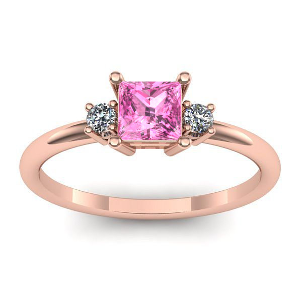 Inel logodna cu safir roz patrat