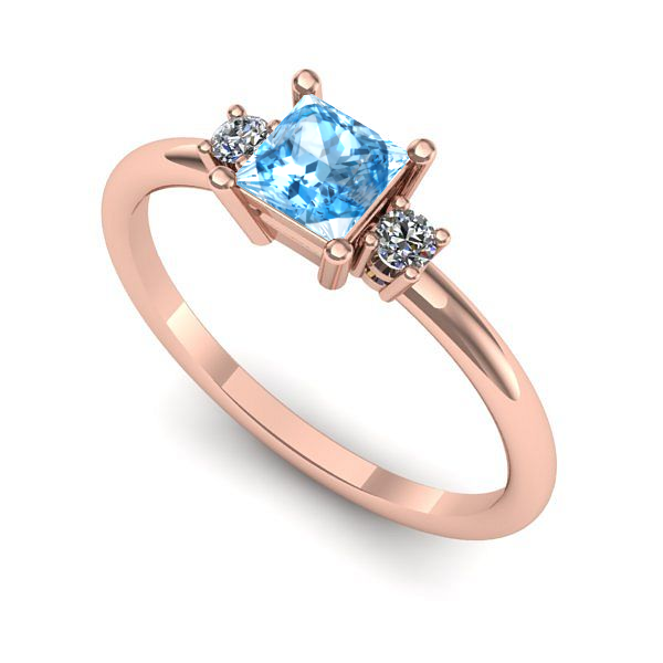 Inel din aur roz cu topaz blue