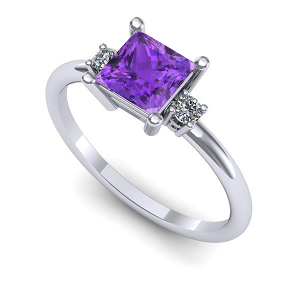 Inel de logodna din aur alb cu ametist