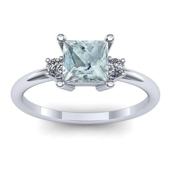 Inel cu aquamarin patrat