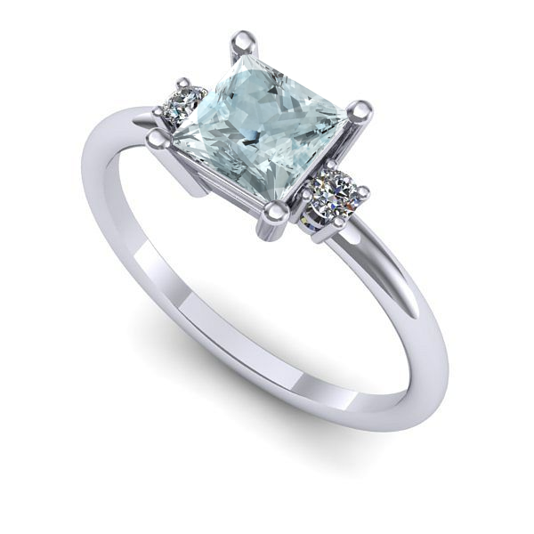 Inel din aur alb cu aquamarin