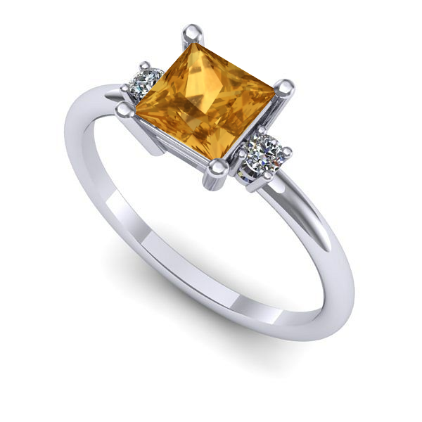 Inel din aur alb cu citrin