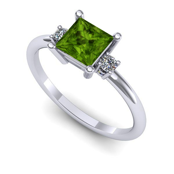 Inel de logodna din aur alb cu peridot