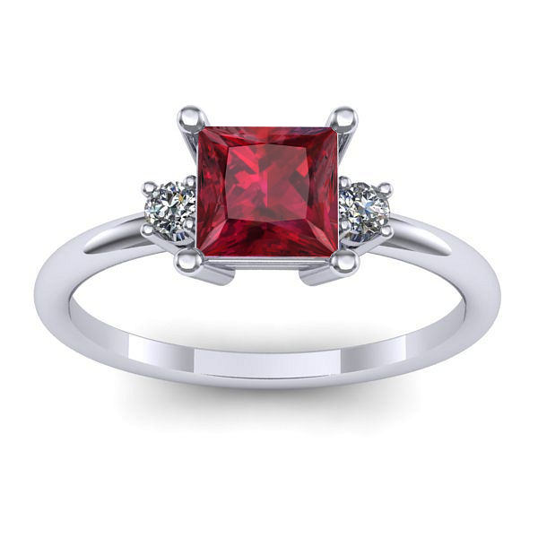 Inel cu rubin patrat