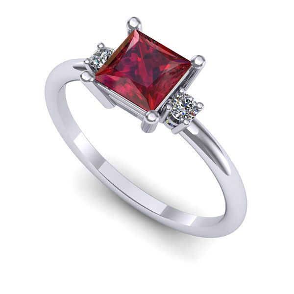 Inel din aur alb cu rubin