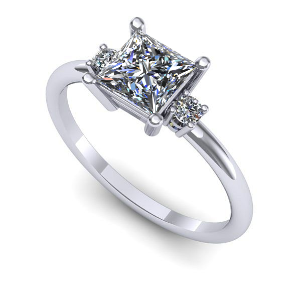 Inel logodna din aur alb cu safir alb