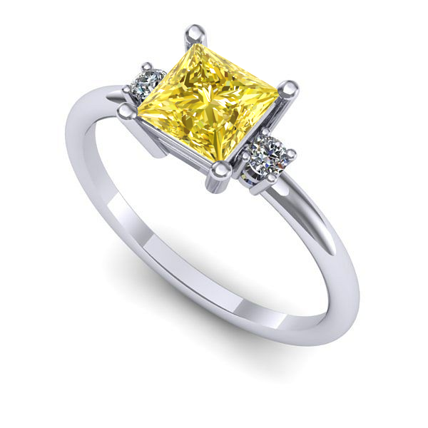 Inel din aur alb cu safir galben