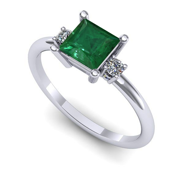 Inel din aur alb cu smarald