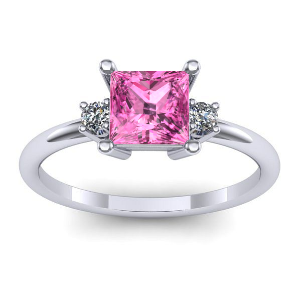 Inel logodna cu safir roz patrat