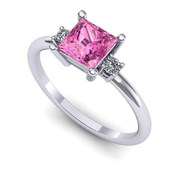 Inel din aur alb cu safir roz