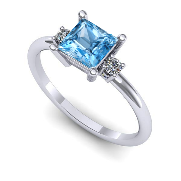 Inel din aur alb cu topaz blue