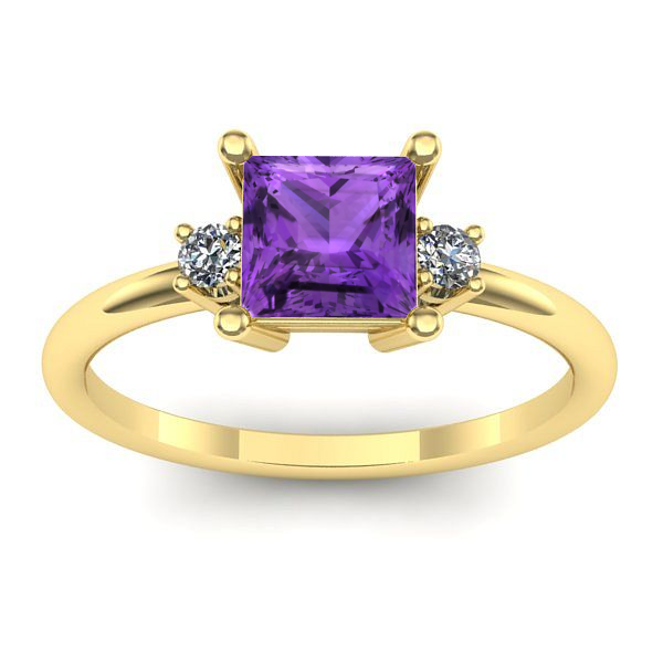 Inel logodna cu ametist patrat