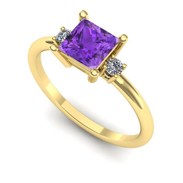 Inel din aur galben cu ametist