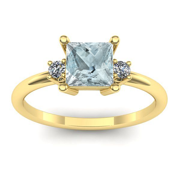 Inel logodna cu aquamarin patrat