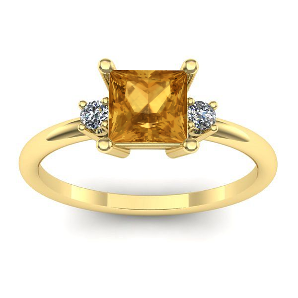 Inel cu citrin patrat