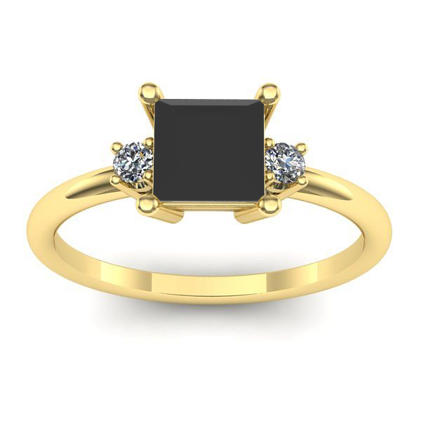 Inel de logodna cu diamant negru patrat