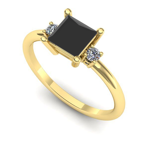 Inel de logodna din aur galben cu diamant negru