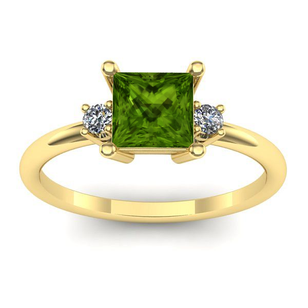 Inel de logodna cu peridot patrat