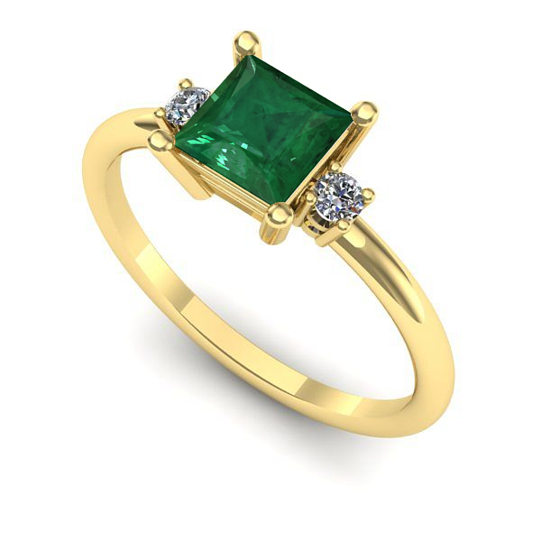 Inel logodna din aur galben cu smarald