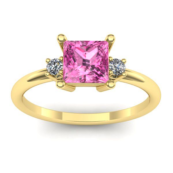 Inel cu safir roz patrat