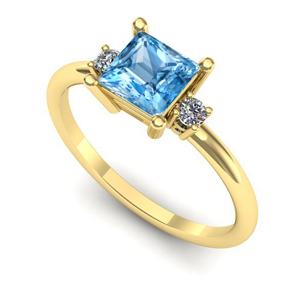 Inel de logodna din aur galben cu topaz blue