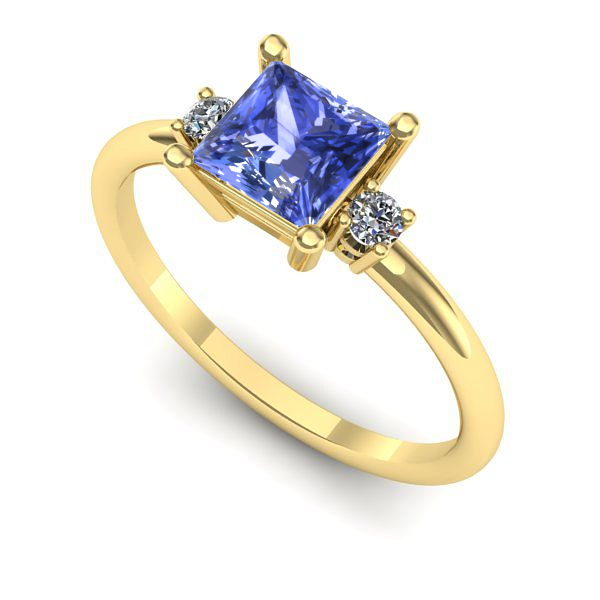 Inel logodna din aur galben cu tanzanit