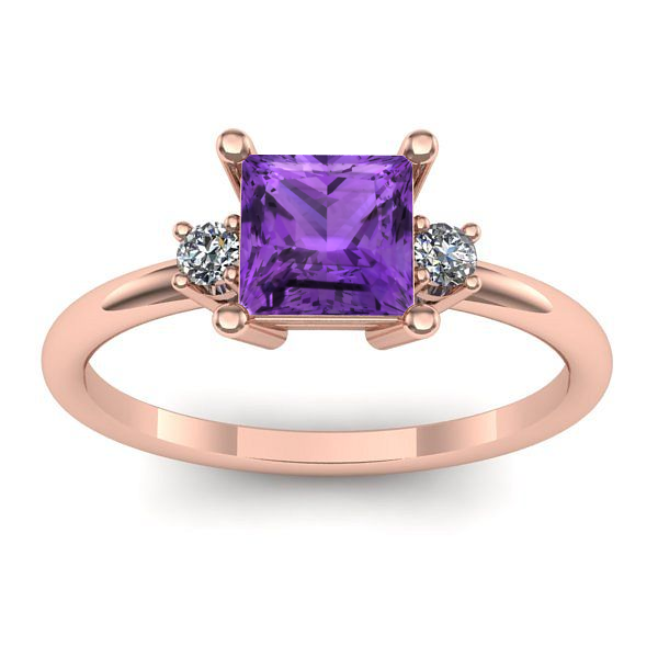 Inel de logodna cu ametist patrat