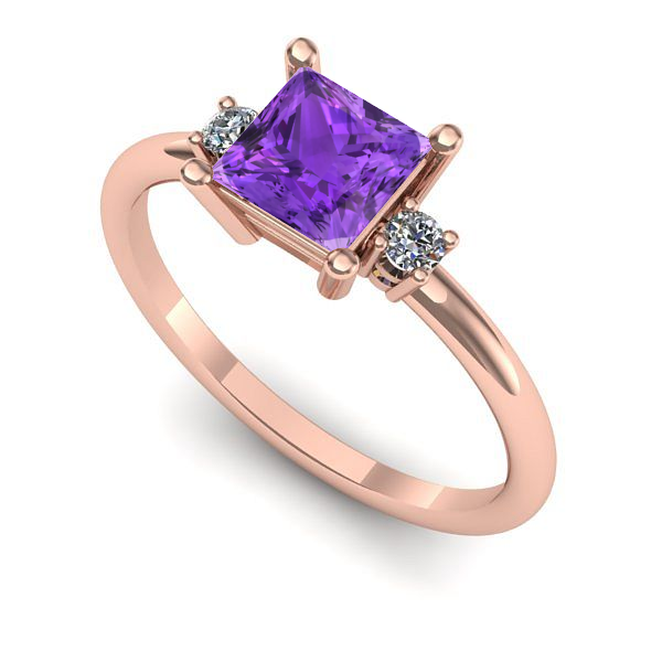 Inel din aur roz cu ametist