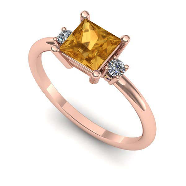 Inel din aur roz cu citrin
