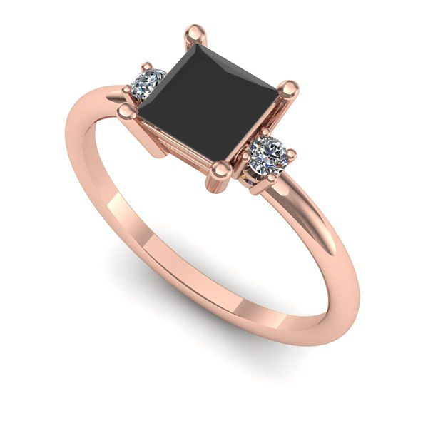 Inel de logodna din aur roz cu diamant negru