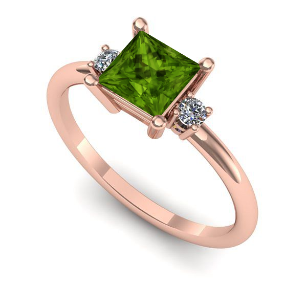 Inel logodna din aur roz cu peridot