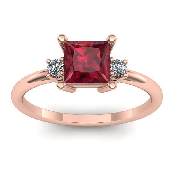 Inel cu rubin patrat