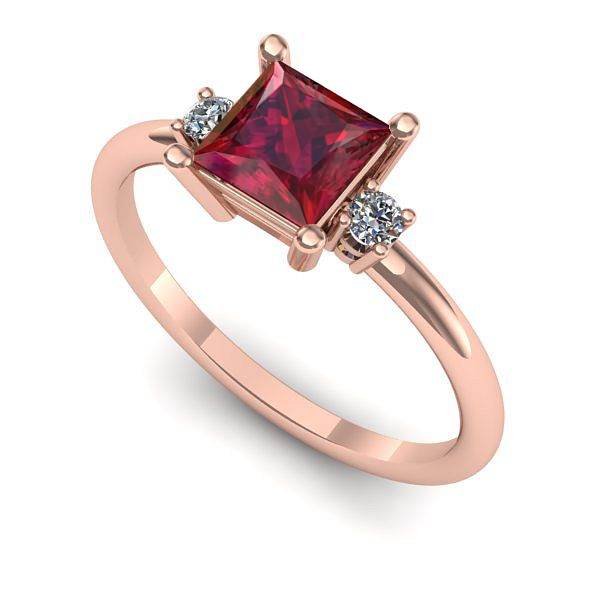 Inel de logodna din aur roz cu rubin