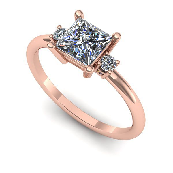 Inel din aur roz cu safir alb