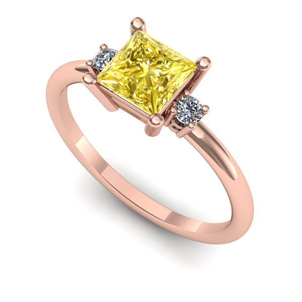 Inel logodna din aur roz cu safir galben