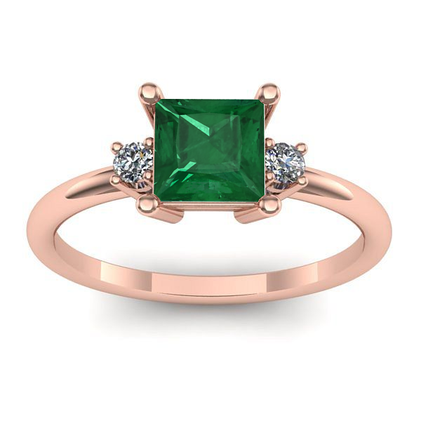 Inel cu smarald patrat