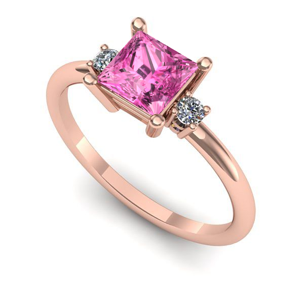 Inel din aur roz cu safir roz