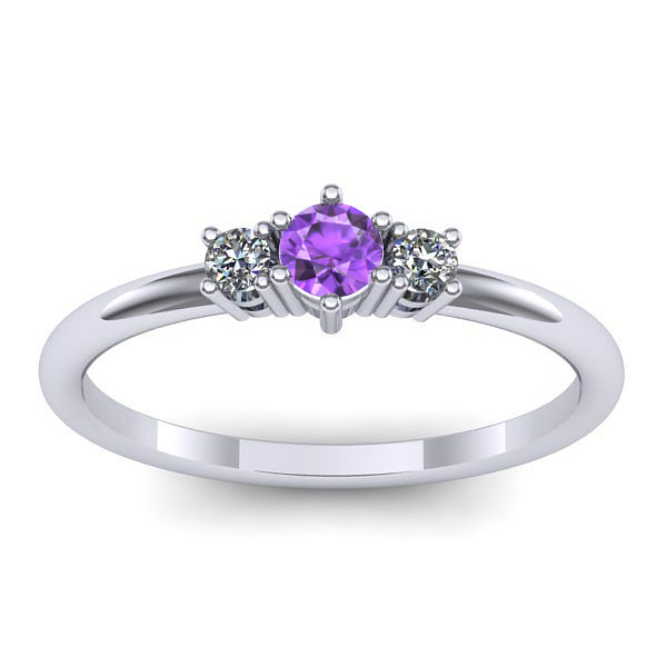 Inel de logodna cu ametist rotund