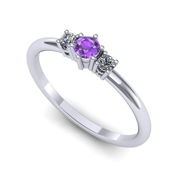 Inel logodna din aur alb cu ametist