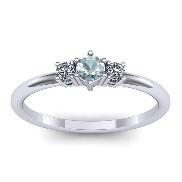 Inel de logodna cu aquamarin rotund