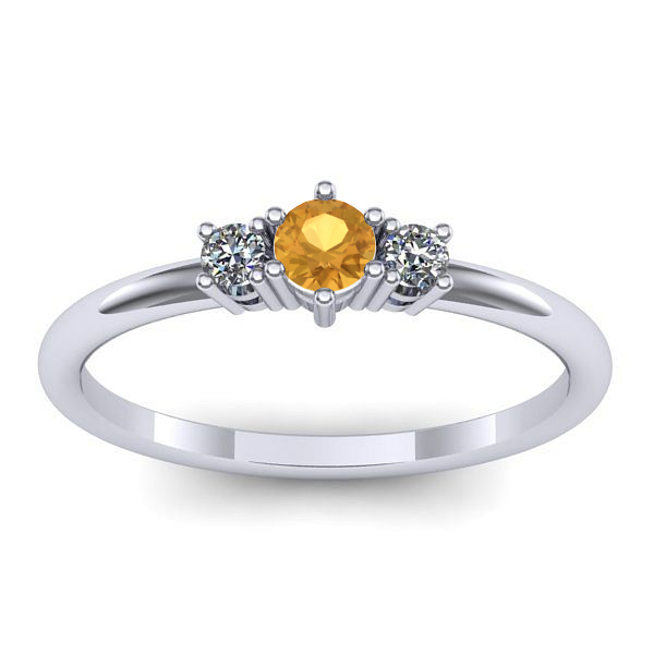 Inel logodna cu citrin rotund