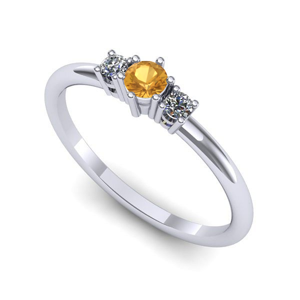 Inel logodna din aur alb cu citrin