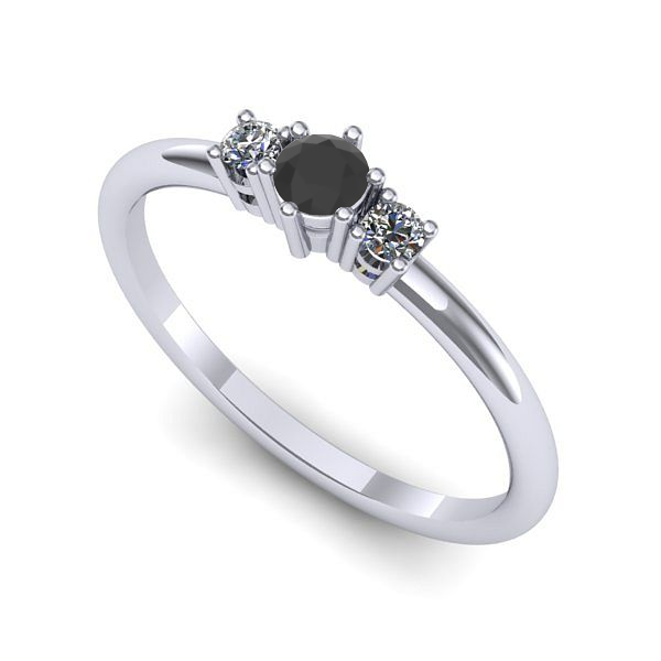 Inel logodna din aur alb cu diamant negru