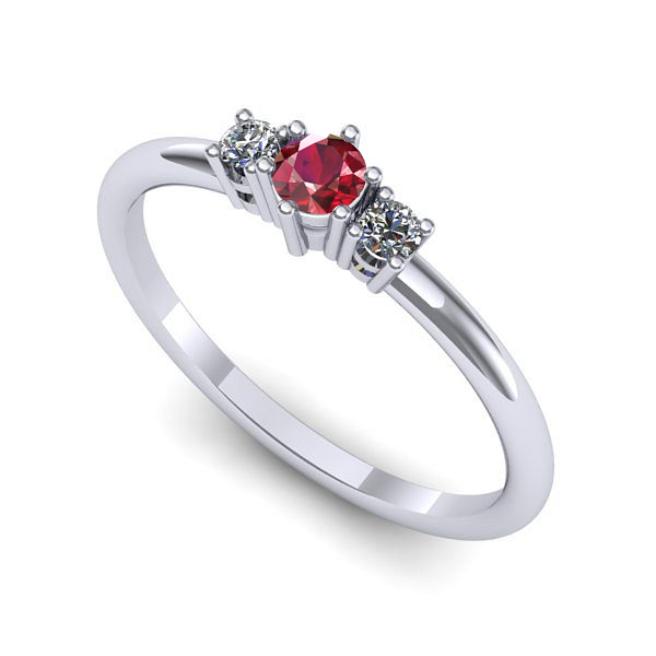 Inel de logodna din aur alb cu rubin
