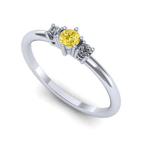 Inel de logodna din aur alb cu safir galben