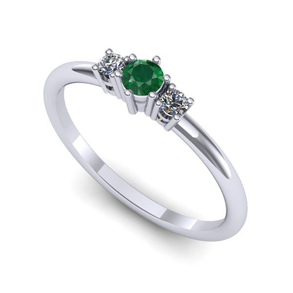 Inel de logodna din aur alb cu smarald