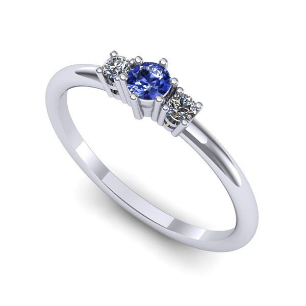 Inel logodna din aur alb cu tanzanit