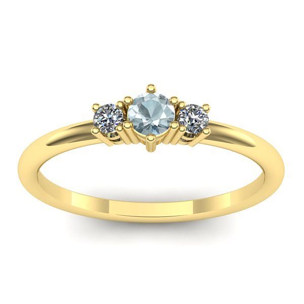 Inel cu aquamarin rotund