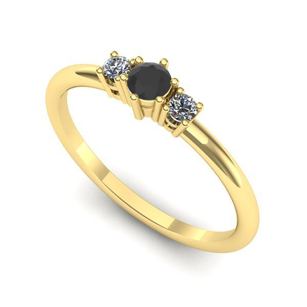 Inel logodna din aur galben cu diamant negru